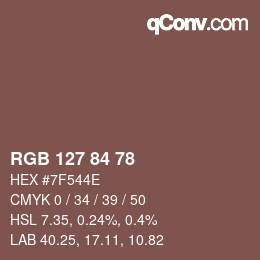 Farbcode: RGB 127 84 78 | qconv.com