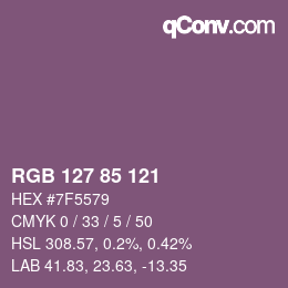 Color code: RGB 127 85 121 | qconv.com