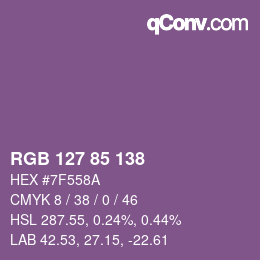 カラーコード: RGB 127 85 138 | qconv.com