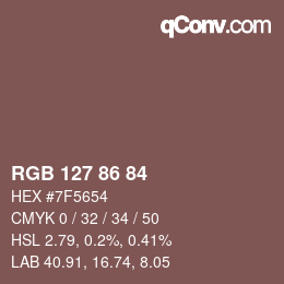 Farbcode: RGB 127 86 84 | qconv.com