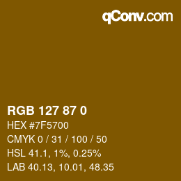 颜色代码: RGB 127 87 0 | qconv.com