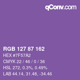 カラーコード: RGB 127 87 162 | qconv.com