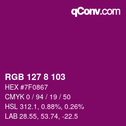 Farbcode: RGB 127 8 103 | qconv.com