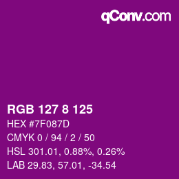 Color code: RGB 127 8 125 | qconv.com