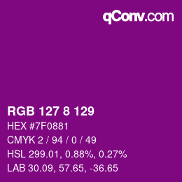 Color code: RGB 127 8 129 | qconv.com
