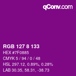 Color code: RGB 127 8 133 | qconv.com