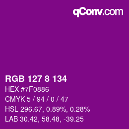 カラーコード: RGB 127 8 134 | qconv.com