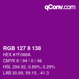 Color code: RGB 127 8 138 | qconv.com