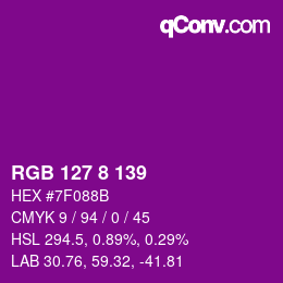 Color code: RGB 127 8 139 | qconv.com