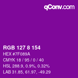 Color code: RGB 127 8 154 | qconv.com