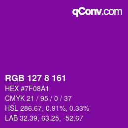 颜色代码: RGB 127 8 161 | qconv.com
