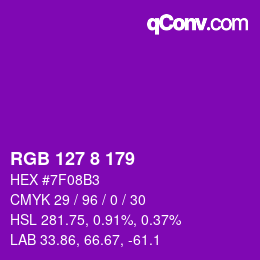 Color code: RGB 127 8 179 | qconv.com