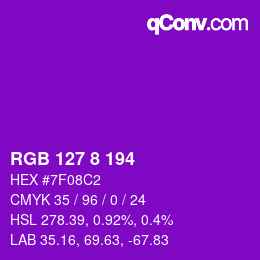 Color code: RGB 127 8 194 | qconv.com