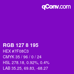 カラーコード: RGB 127 8 195 | qconv.com