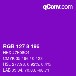 Color code: RGB 127 8 196 | qconv.com