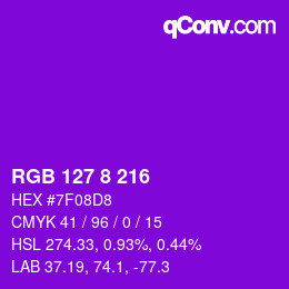 Color code: RGB 127 8 216 | qconv.com