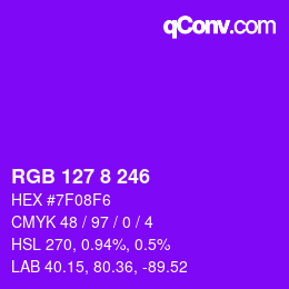 カラーコード: RGB 127 8 246 | qconv.com