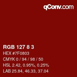 Color code: RGB 127 8 3 | qconv.com