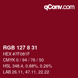 Color code: RGB 127 8 31 | qconv.com