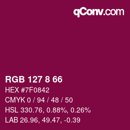 Color code: RGB 127 8 66 | qconv.com
