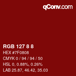 Código de color: RGB 127 8 8 | qconv.com