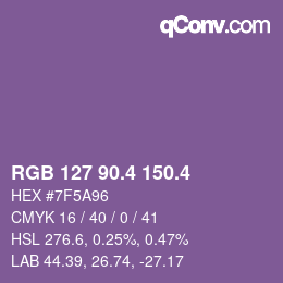 カラーコード: RGB 127 90.4 150.4 | qconv.com