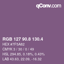 カラーコード: RGB 127 90.8 130.4 | qconv.com