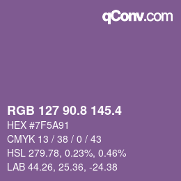 カラーコード: RGB 127 90.8 145.4 | qconv.com