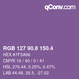 カラーコード: RGB 127 90.8 150.4 | qconv.com