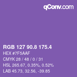 カラーコード: RGB 127 90.8 175.4 | qconv.com