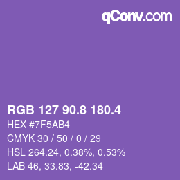 カラーコード: RGB 127 90.8 180.4 | qconv.com