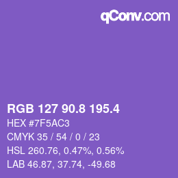 カラーコード: RGB 127 90.8 195.4 | qconv.com
