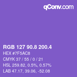カラーコード: RGB 127 90.8 200.4 | qconv.com
