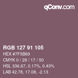 Color code: RGB 127 91 105 | qconv.com
