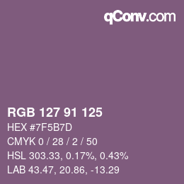 Color code: RGB 127 91 125 | qconv.com
