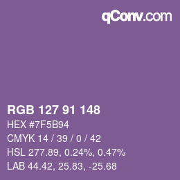 Color code: RGB 127 91 148 | qconv.com