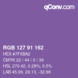 Color code: RGB 127 91 162 | qconv.com