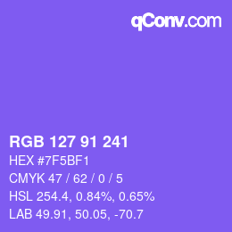 Color code: RGB 127 91 241 | qconv.com