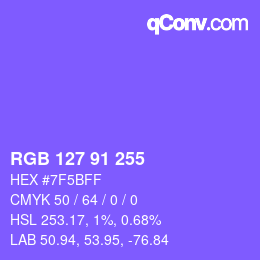 Color code: RGB 127 91 255 | qconv.com