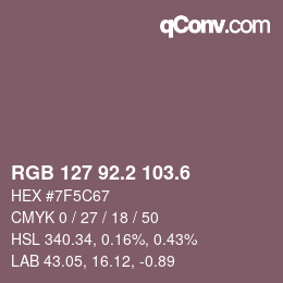 カラーコード: RGB 127 92.2 103.6 | qconv.com