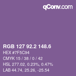 カラーコード: RGB 127 92.2 148.6 | qconv.com