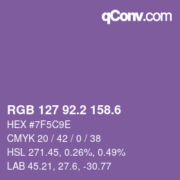カラーコード: RGB 127 92.2 158.6 | qconv.com