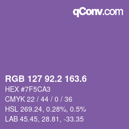 カラーコード: RGB 127 92.2 163.6 | qconv.com