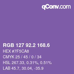 カラーコード: RGB 127 92.2 168.6 | qconv.com