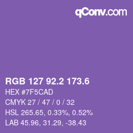 カラーコード: RGB 127 92.2 173.6 | qconv.com