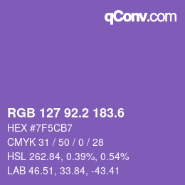 カラーコード: RGB 127 92.2 183.6 | qconv.com