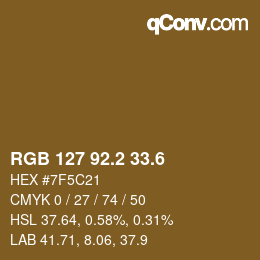 カラーコード: RGB 127 92.2 33.6 | qconv.com