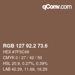 カラーコード: RGB 127 92.2 73.6 | qconv.com