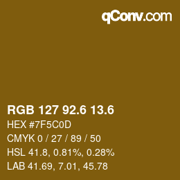 カラーコード: RGB 127 92.6 13.6 | qconv.com