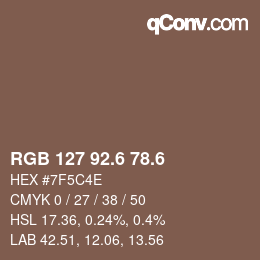 カラーコード: RGB 127 92.6 78.6 | qconv.com